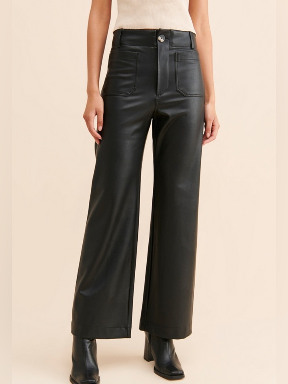 Anthropologie Maeve The Colette Faux Leather Pant Full Length 27 Tall Black
